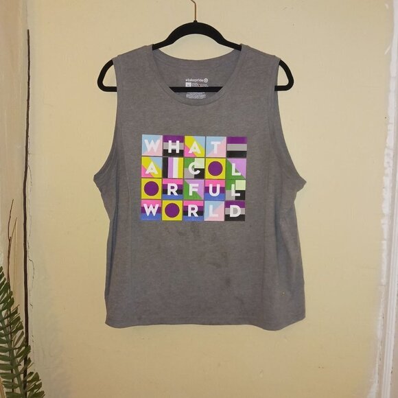 Take pride women's gray Graphic tank top with wording "What a Colorful W… - Picture 1 of 8